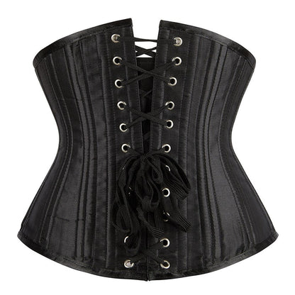 Black Satin Steel Boned Underbust Corset