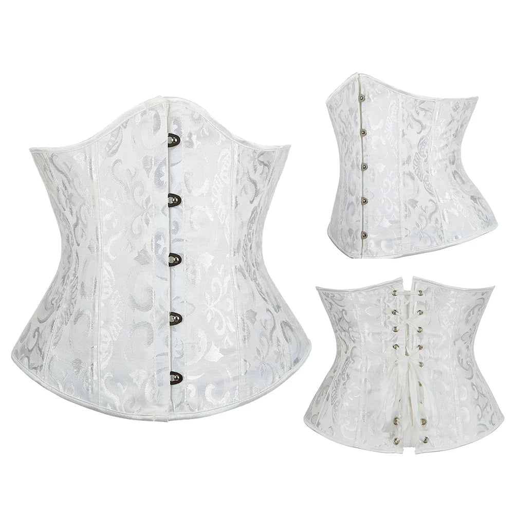 White Floral Underbust Corset