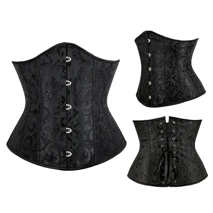 Black Floral Underbust Corset