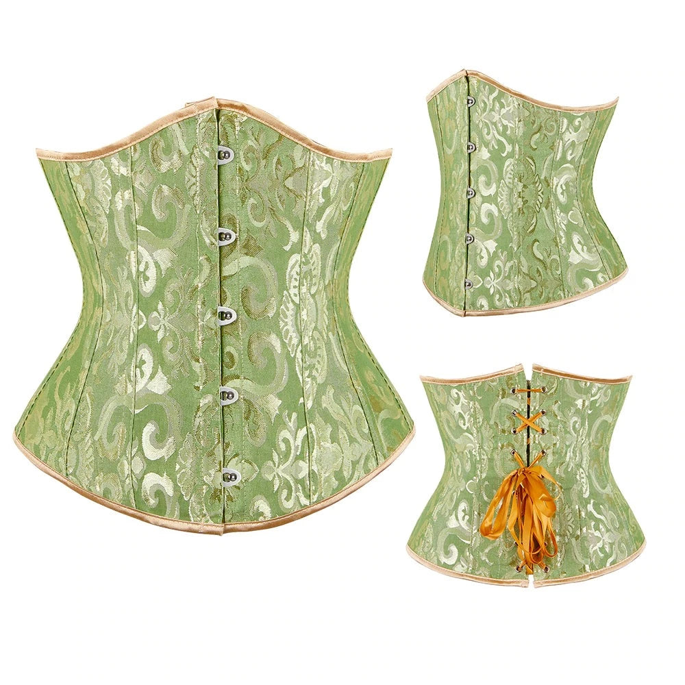 Green Floral Underbust Corset