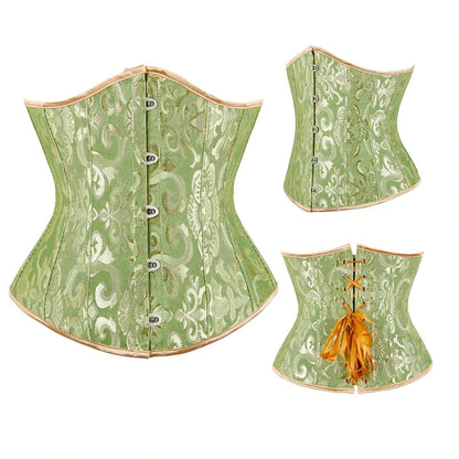 Green Floral Underbust Corset