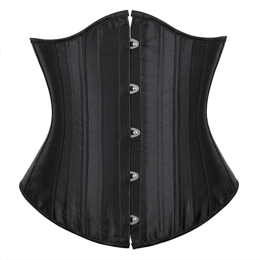 Black Satin Steel Boned Underbust Corset