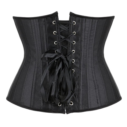 Black Satin Steel Boned Underbust Corset