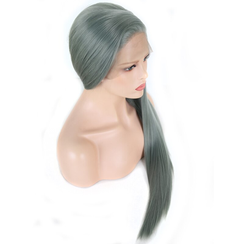 Ash Green Straight Lace Front Wig