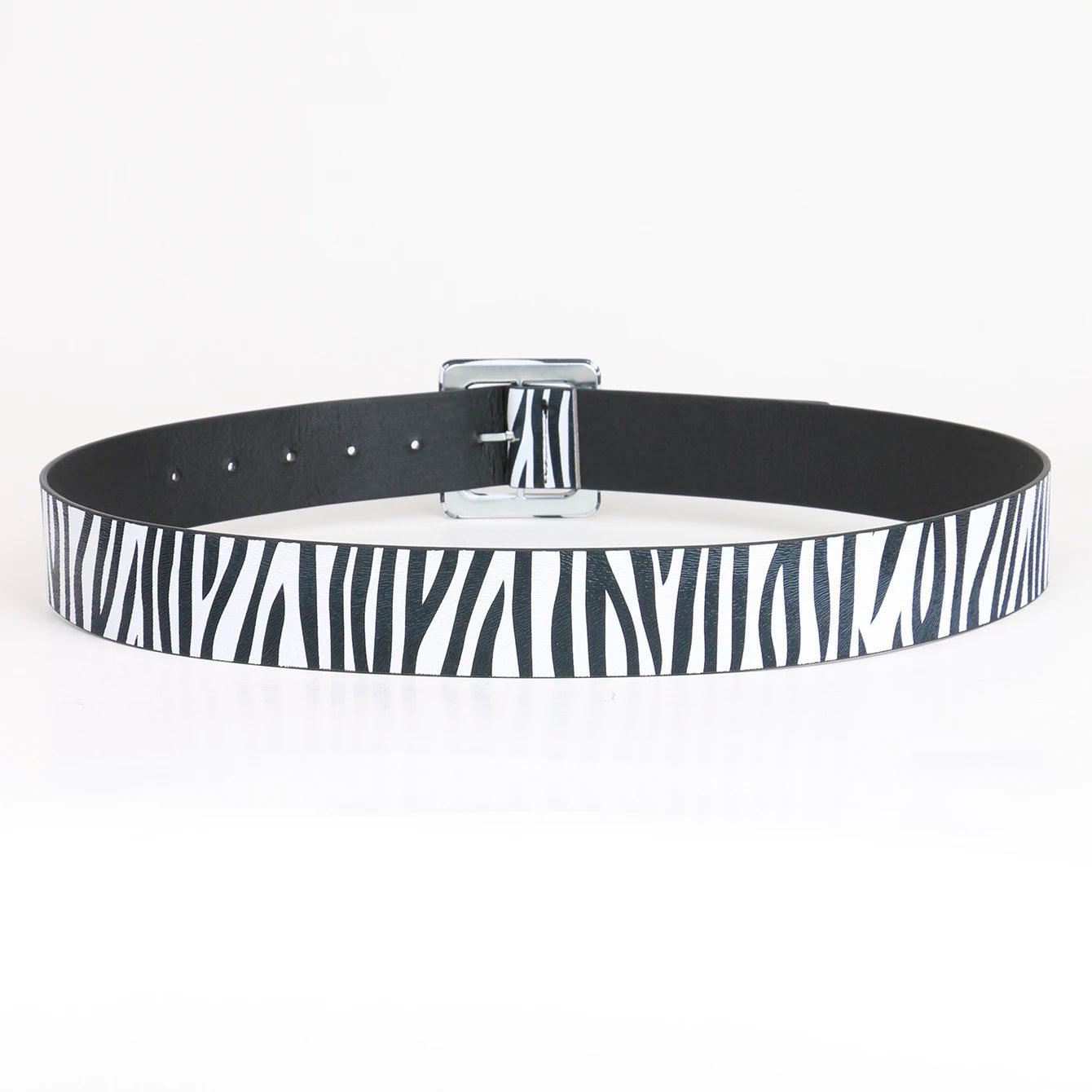 Zebra Print Square Buckle Belt