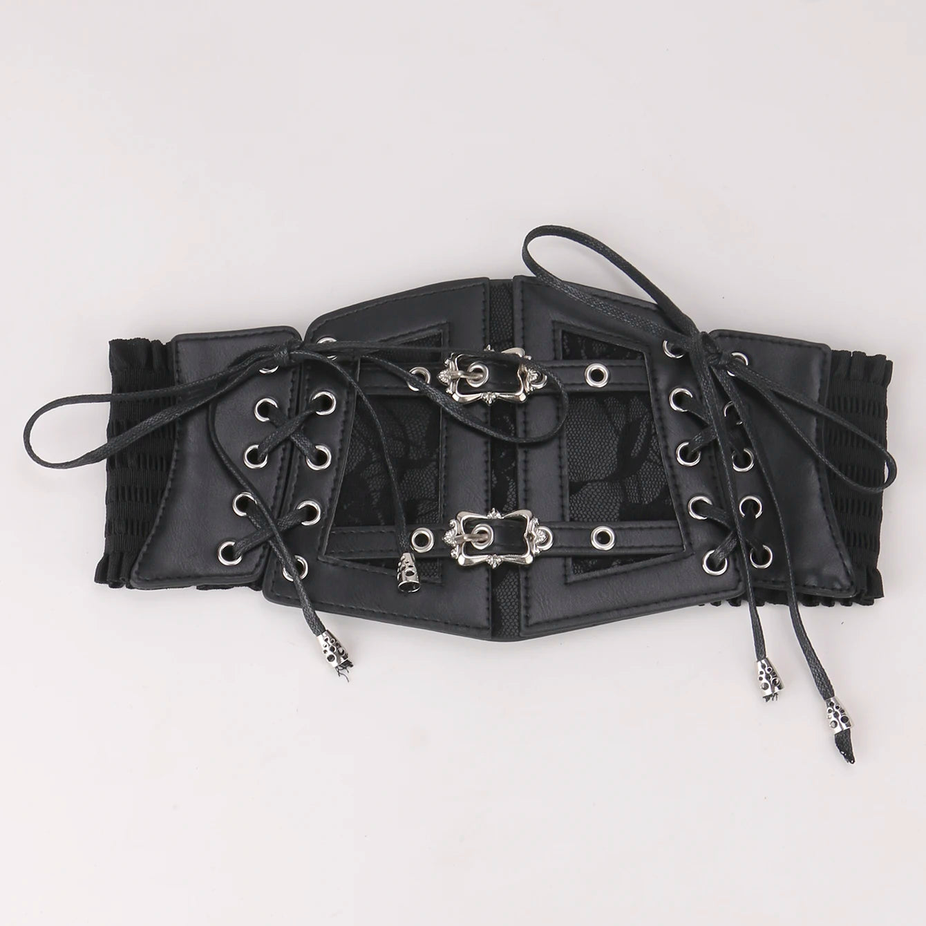 Retro Lace-up Strapped Elastic Wide Belt