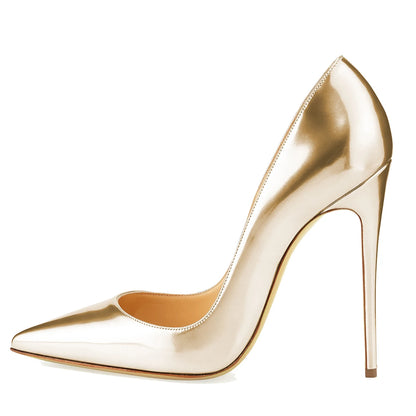 Metallic Mirror Pointed Toe High Heels Pumps