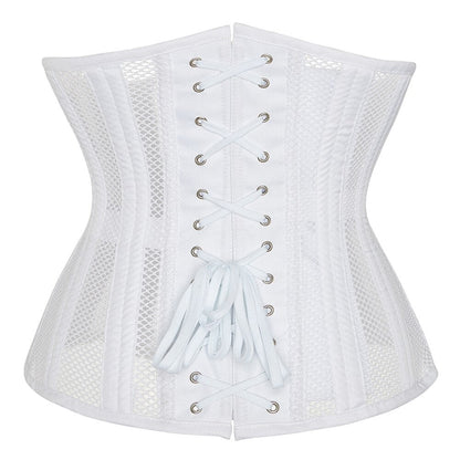 White Mesh Steel Boned Underbust Corset