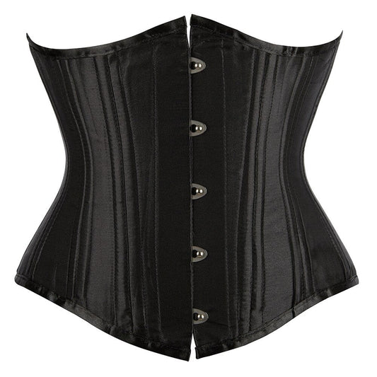 Black Satin Steel Boned Underbust Corset