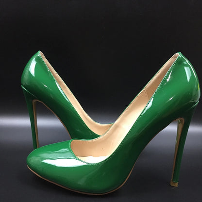 Green Round Toe High Heels Pumps