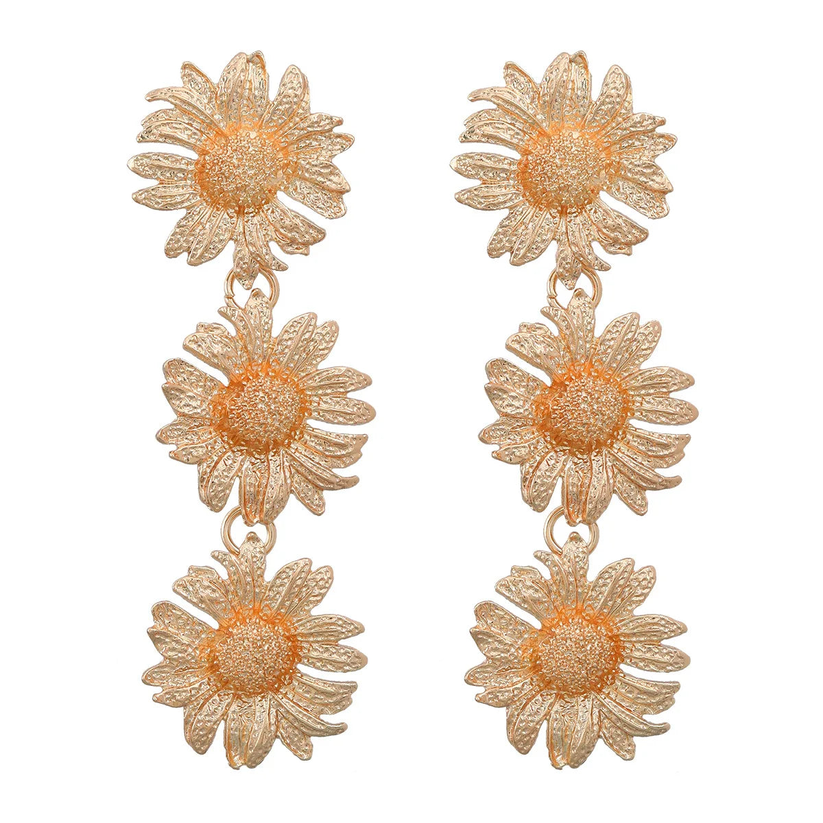 Metal Sunflower Drop Earrings