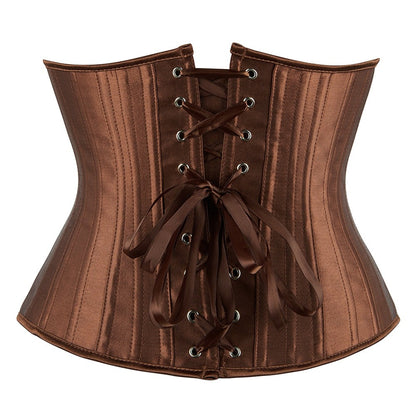 Brown Satin Steel Boned Underbust Corset