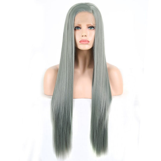 Ash Green Straight Lace Front Wig