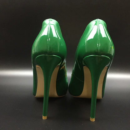 Green Round Toe High Heels Pumps