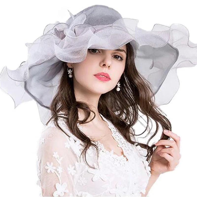 Vintage Organza Hat with Floral Decoration