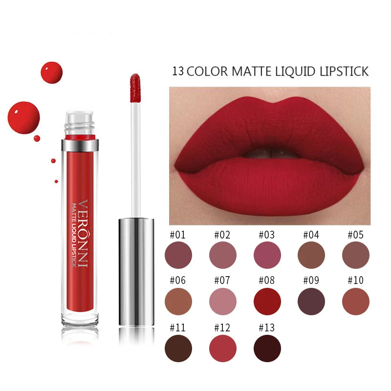 13 Colors Matte Velvet Lip Glaze Waterproof Lasting Lip Gloss