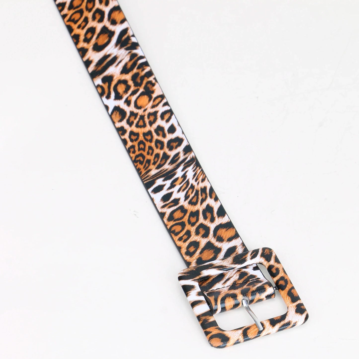 Leopard Print Square Buckle Belt