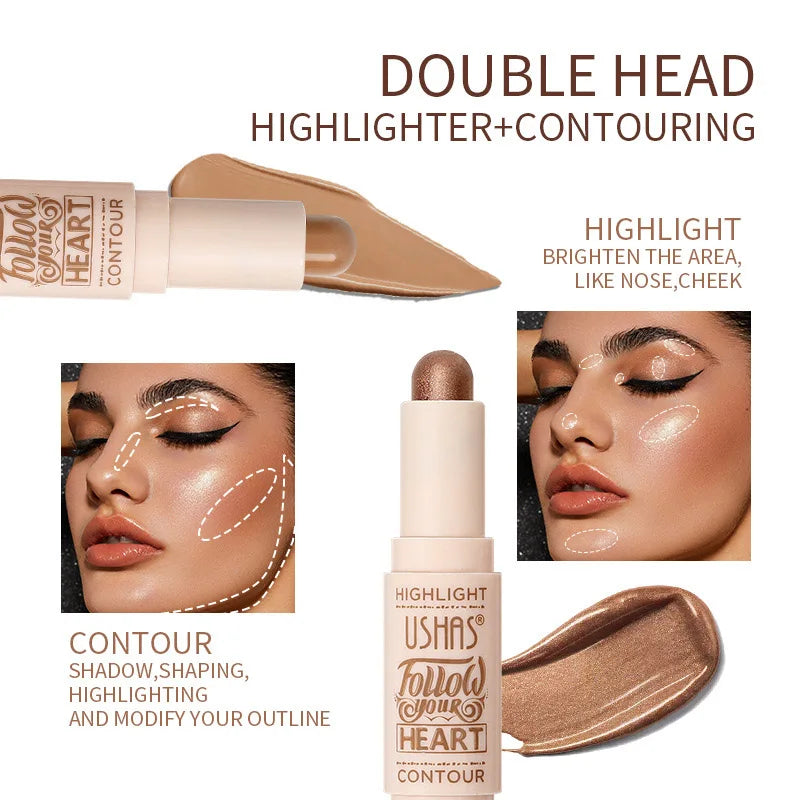 2-in-1 Double Head Bronzer and Highlight Contour Stick