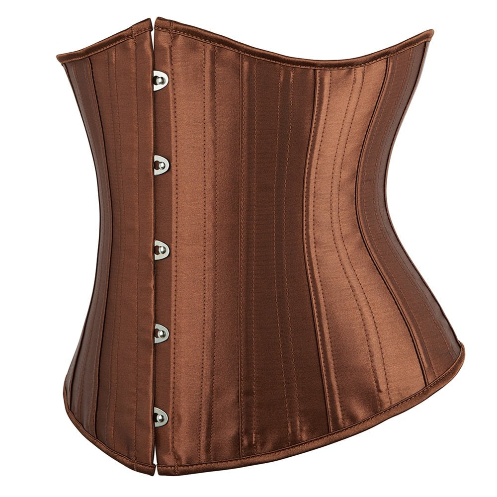 Brown Satin Steel Boned Underbust Corset