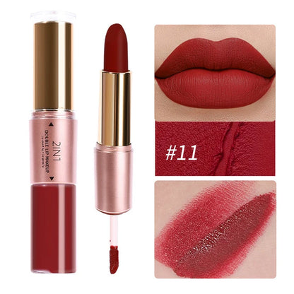 2-in-1 Matte Moisturizing Non Fading Lipstick and Lipgloss