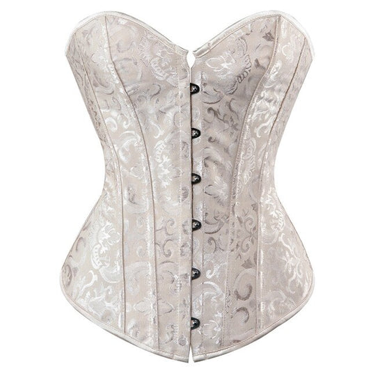 Beige Floral Overbust Corset