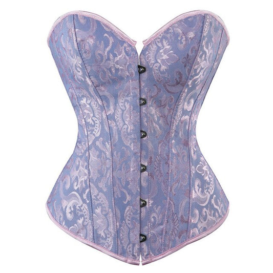 Blue and Pink Satin Overbust Corset