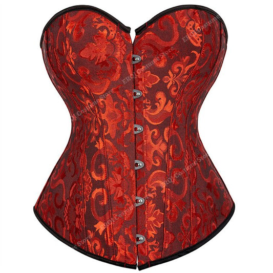 Red and Black Floral Overbust Corset