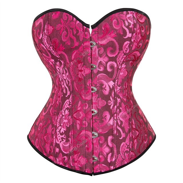 Pink and Black Floral Overbust Corset