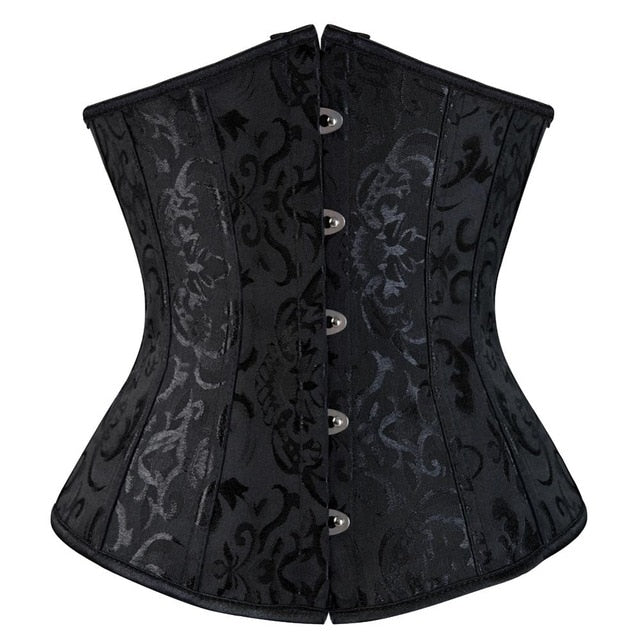 Black Floral Underbust Corset