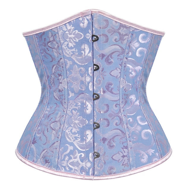 Blue and Pink Floral Underbust Corset