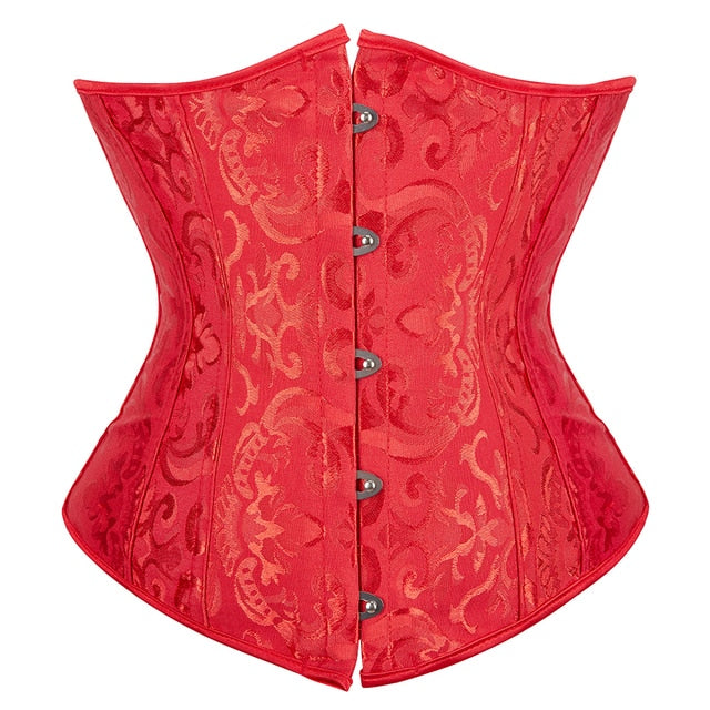 Red Floral Underbust Corset