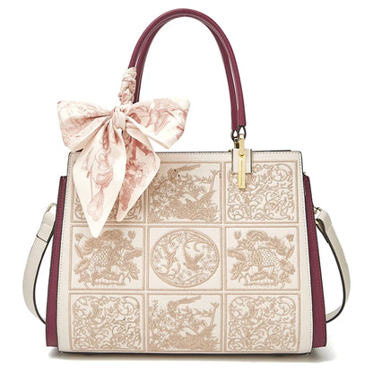 Crossbody Floral Print Leather Handbag