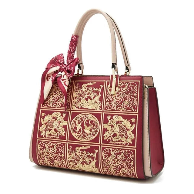 Crossbody Floral Print Leather Handbag