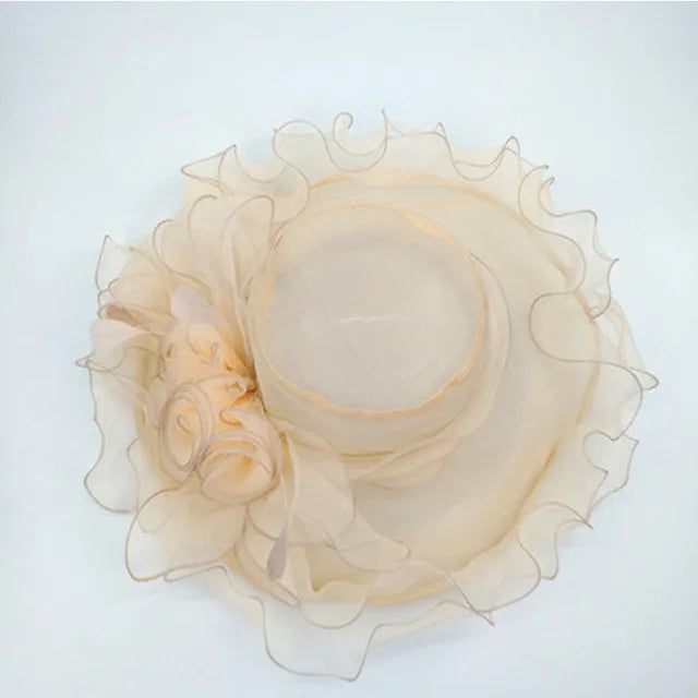 Vintage Organza Hat with Floral Decoration