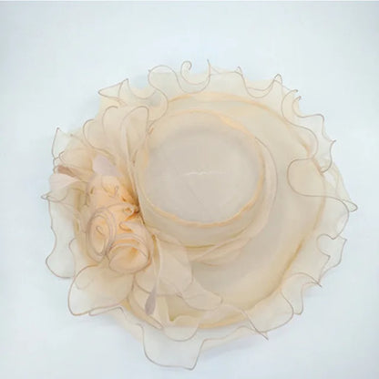 Vintage Organza Hat with Floral Decoration