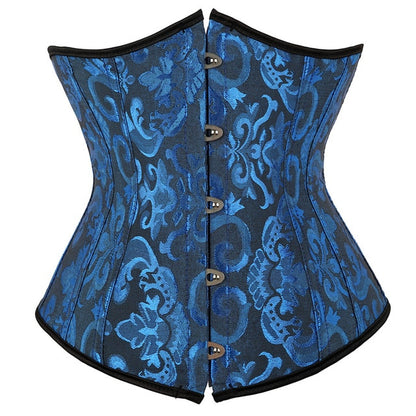 Black and Blue Floral Underbust Corset