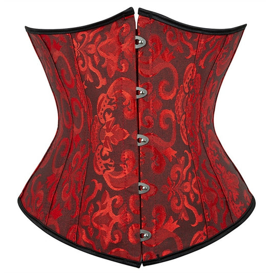 Black and Red Floral Underbust Corset