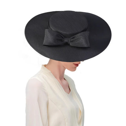 Elegant Wide Brim Hat with Big Bowknot