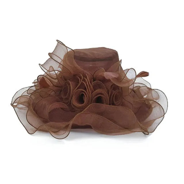 Vintage Organza Hat with Floral Decoration