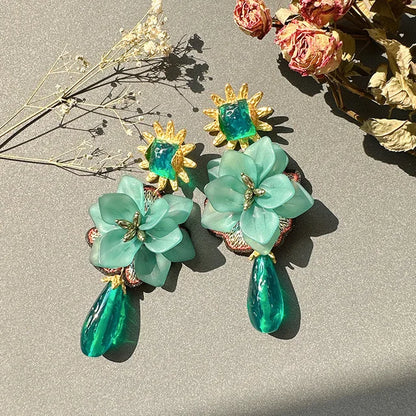 Resin Tassel Flower Earrings