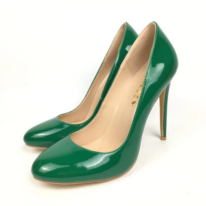 Green Round Toe High Heels Pumps