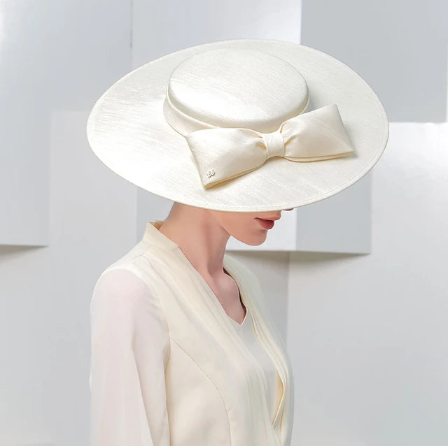 Elegant Wide Brim Hat with Big Bowknot