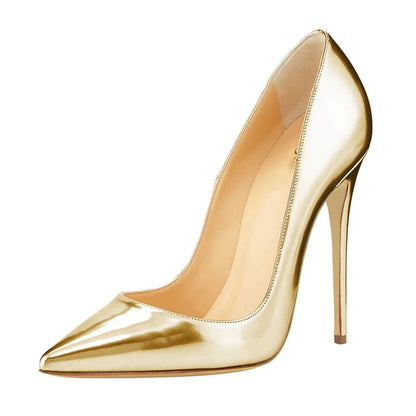 Metallic Mirror Pointed Toe High Heels Pumps