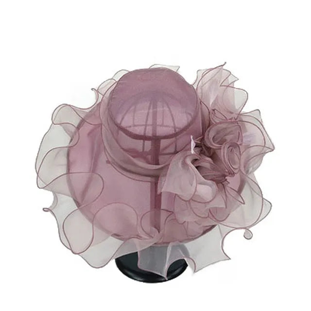 Vintage Organza Hat with Floral Decoration