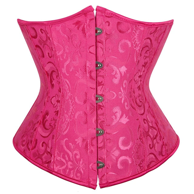 Hot Pink Floral Underbust Corset