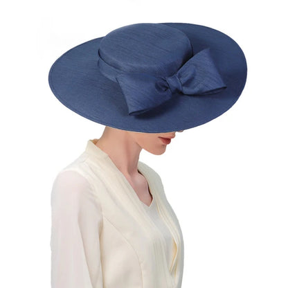 Elegant Wide Brim Hat with Big Bowknot