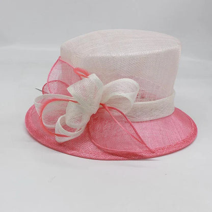 Flat Top Hat with Floral Decoration