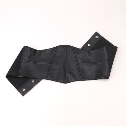 Black Patchwork Elastic Wide Belt