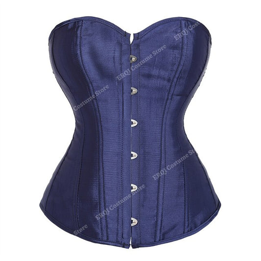 Navy Blue Satin Overbust Corset