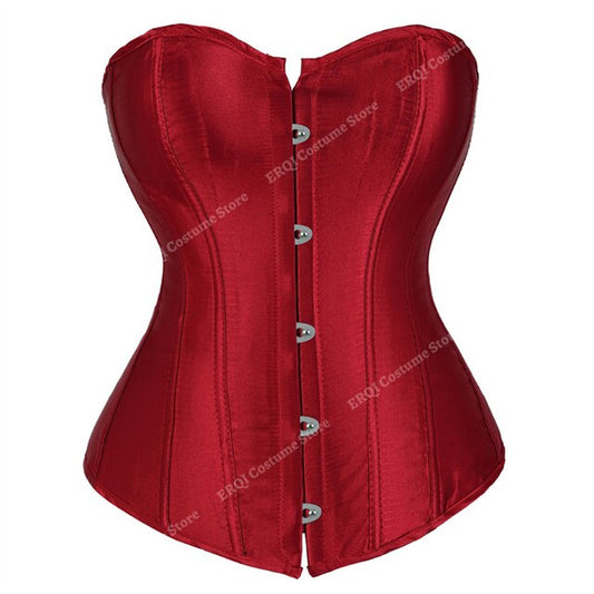 Wine Red Satin Overbust Corset